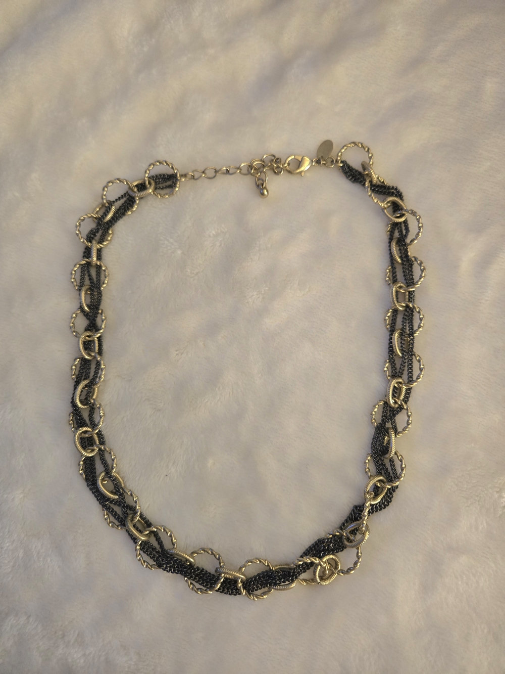 Gold and Black Chain Link Necklace - Women's Fashion Jewelry